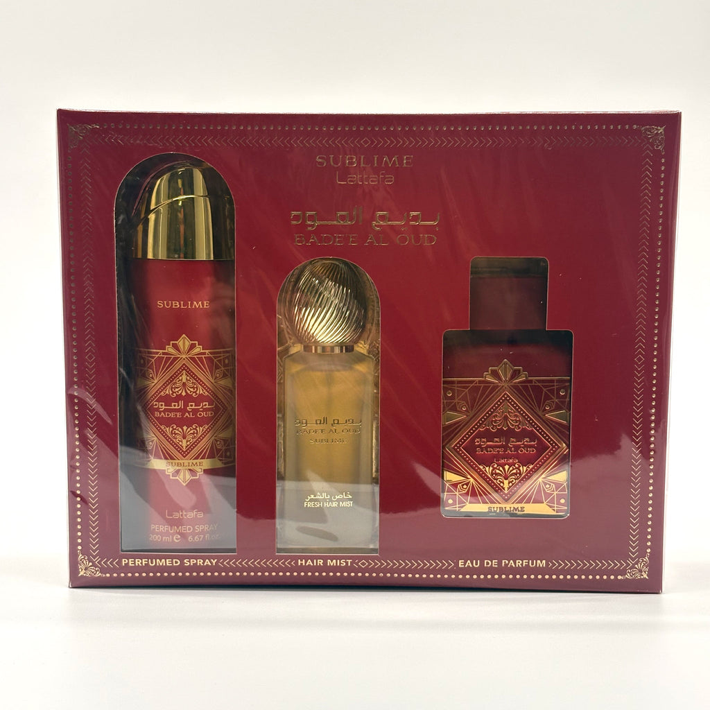Lattafa Badee Al Oud Sublime 3 Pc Set 3.4+Spray+Mist