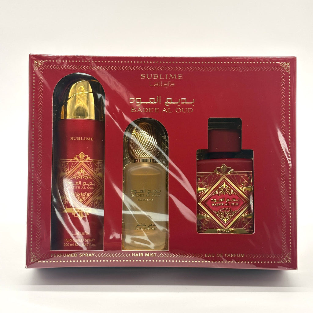 Lattafa Badee Al Oud Sublime 3 Pc Set 3.4+Spray+Mist