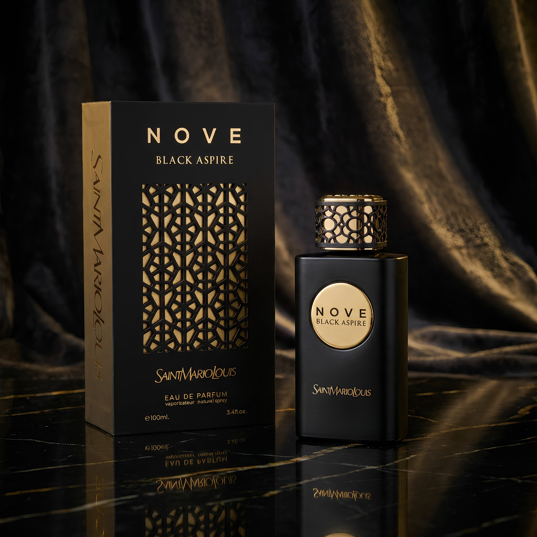 Saint Mario Louis Nove Black Aspire Eau De Parfum Spray For Unisex 3.4 Ounce