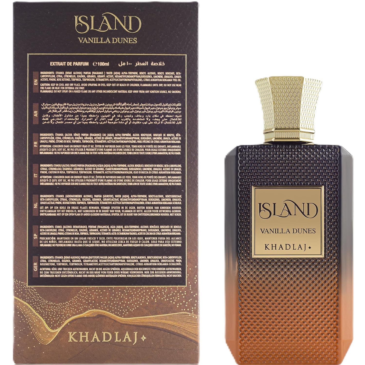Khadlaj Island Vanilla Dunes Extrait De Parfum Spray for Unisex, 3.4 Ounce